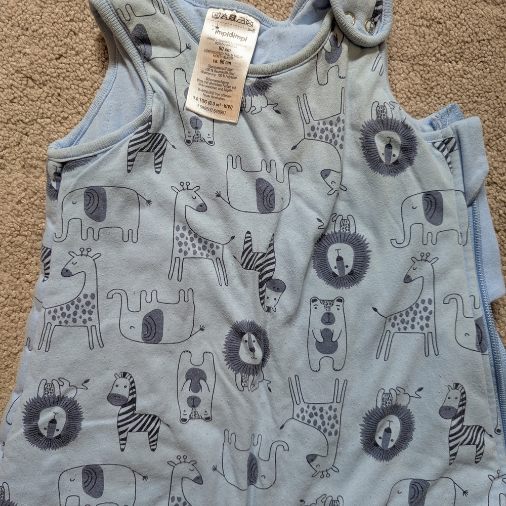 Light Blue Animal Print Baby Sleeper